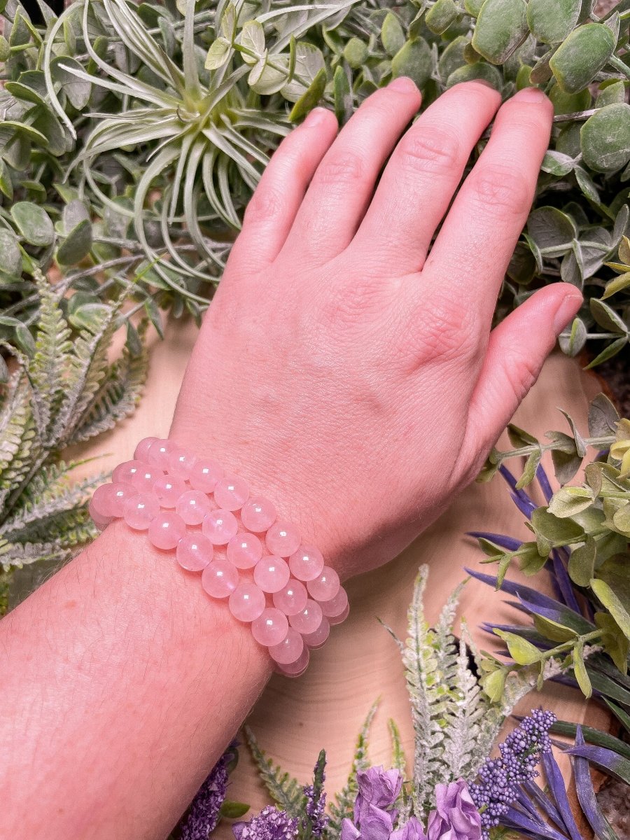 8mm Beaded Rose Quartz Bracelet | Copper Ashes