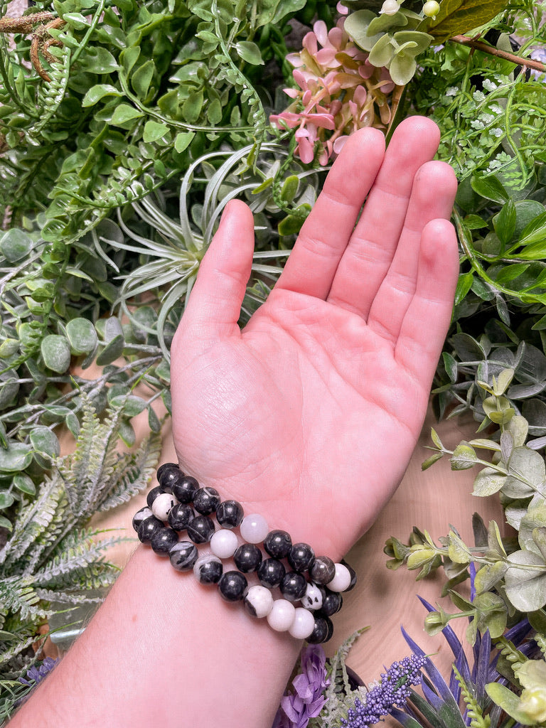 8mm Beaded Zebra Jasper Bracelet