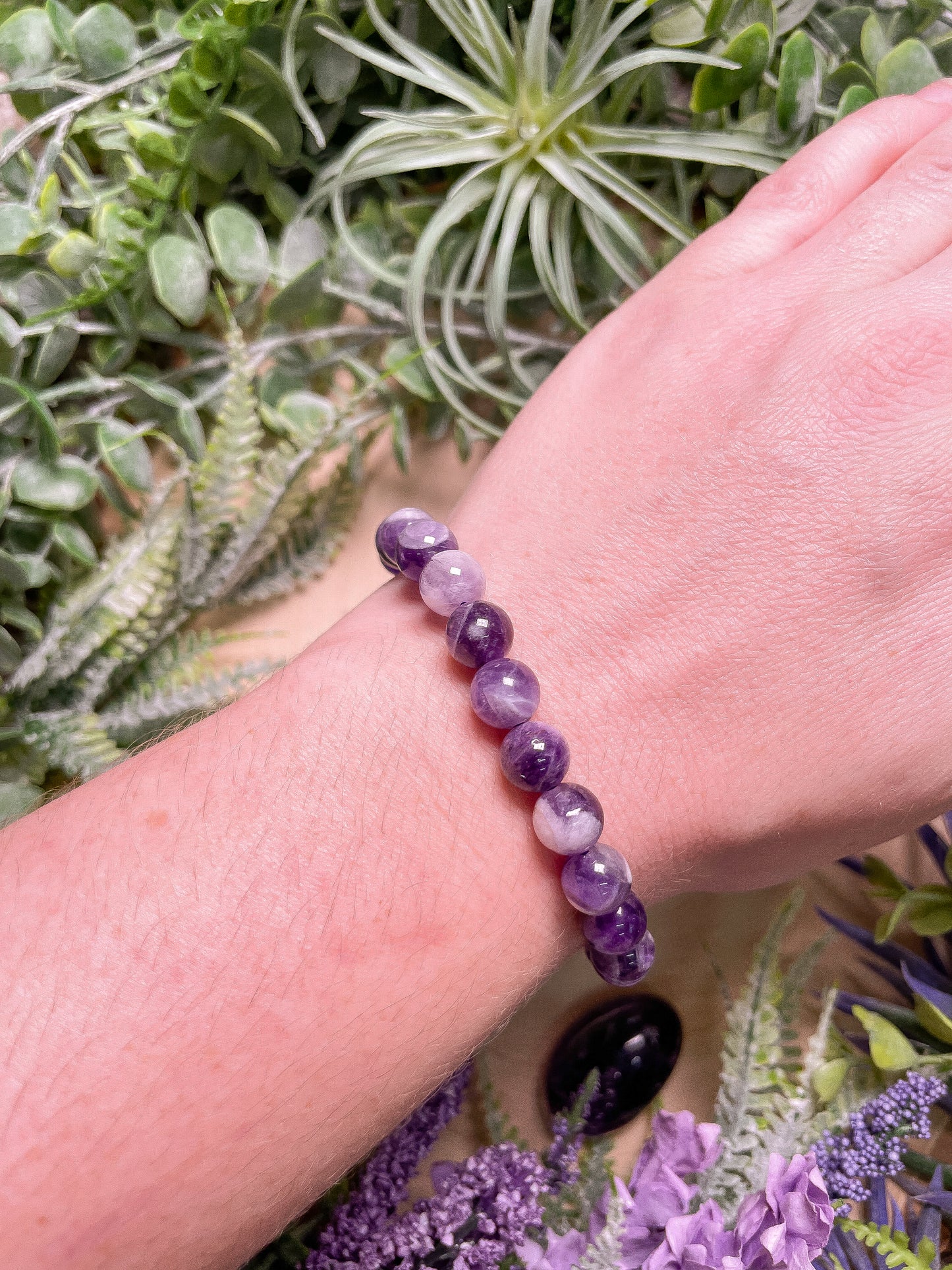 8mm Beaded Dream Amethyst Bracelet