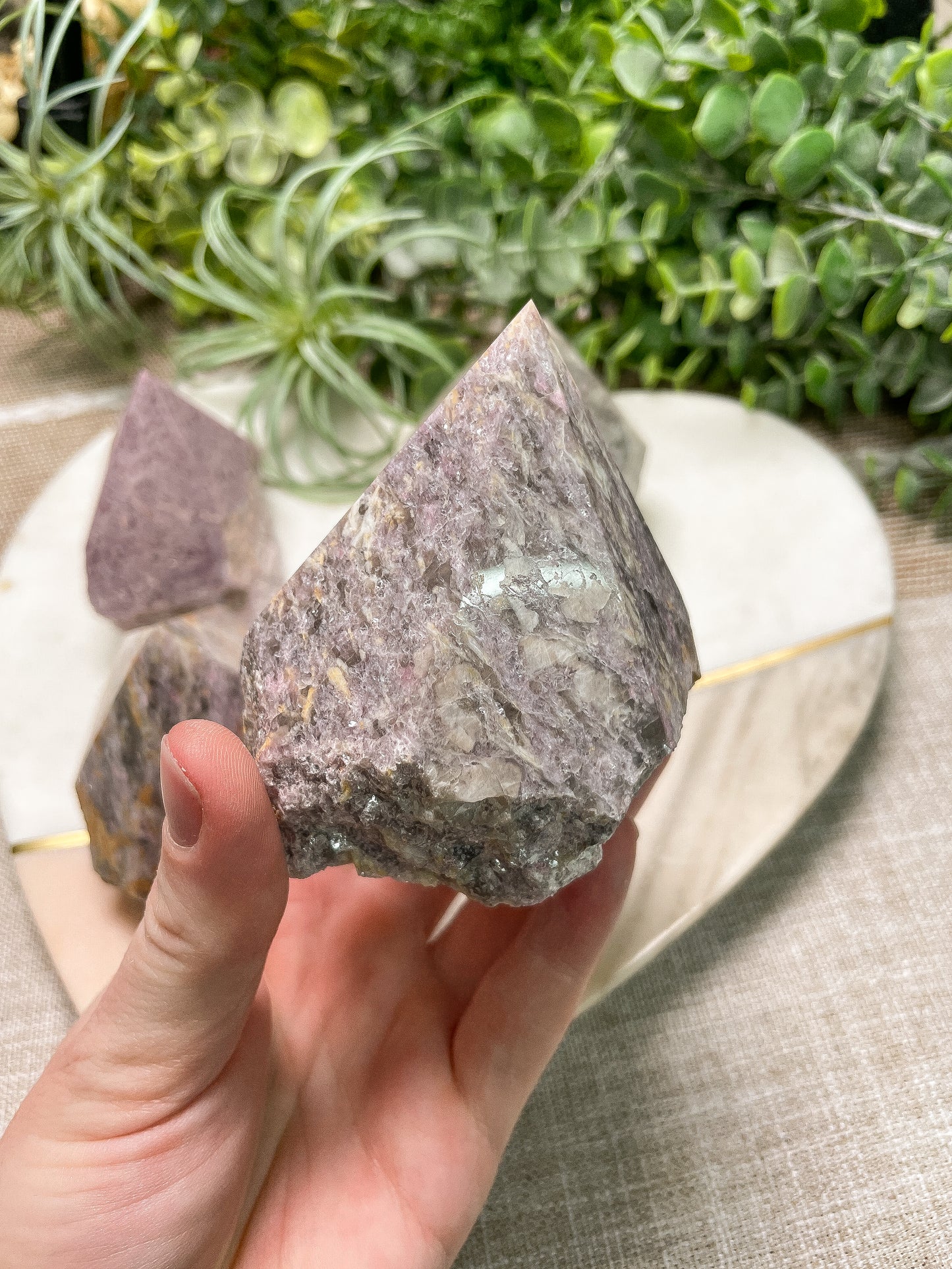 Lepidolite Half Polished Tower