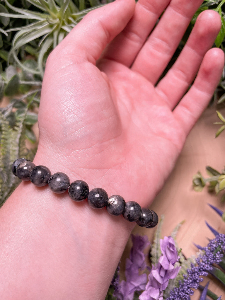 8mm Beaded Larvikite Bracelet