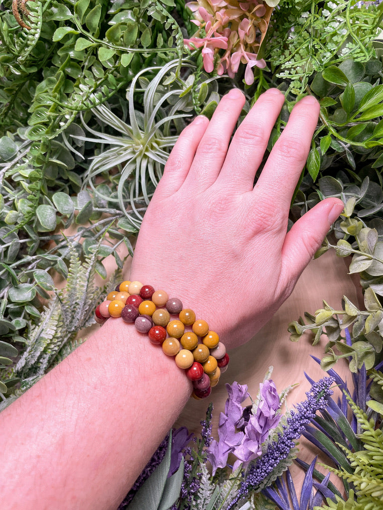 8mm Beaded Mookaite Jasper Bracelet