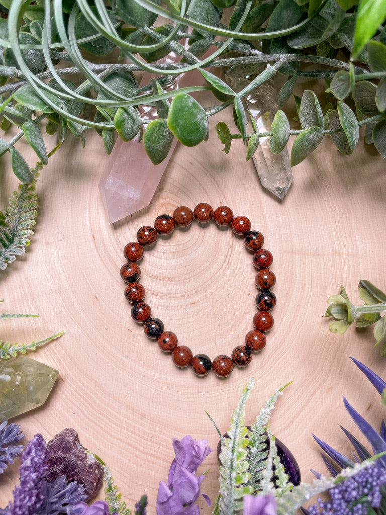 8mm Beaded Red Obsidian Bracelet