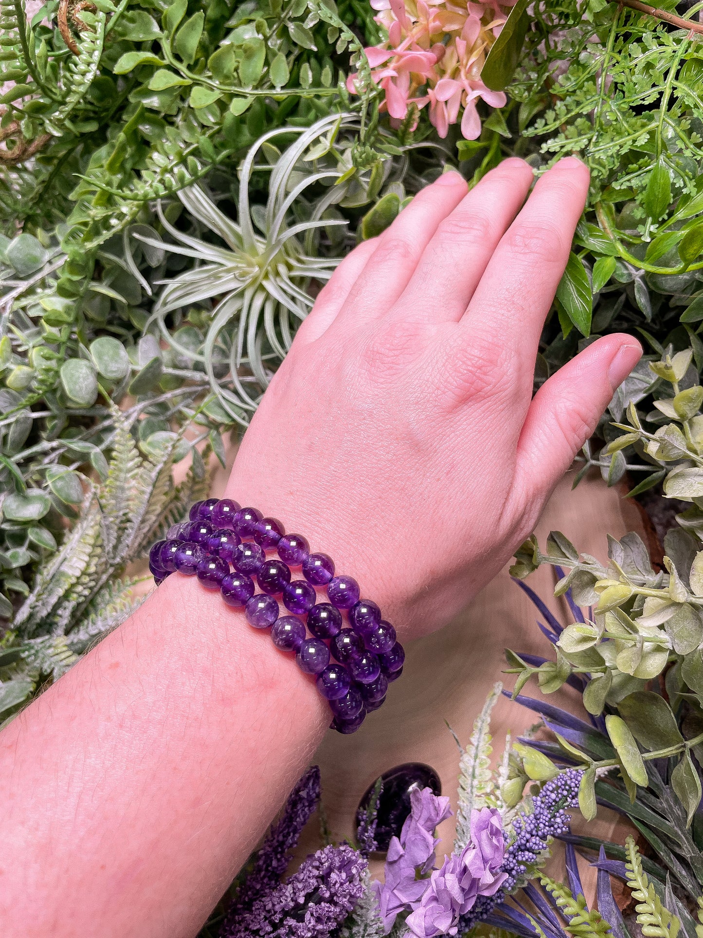 8mm Beaded Amethyst Bracelet