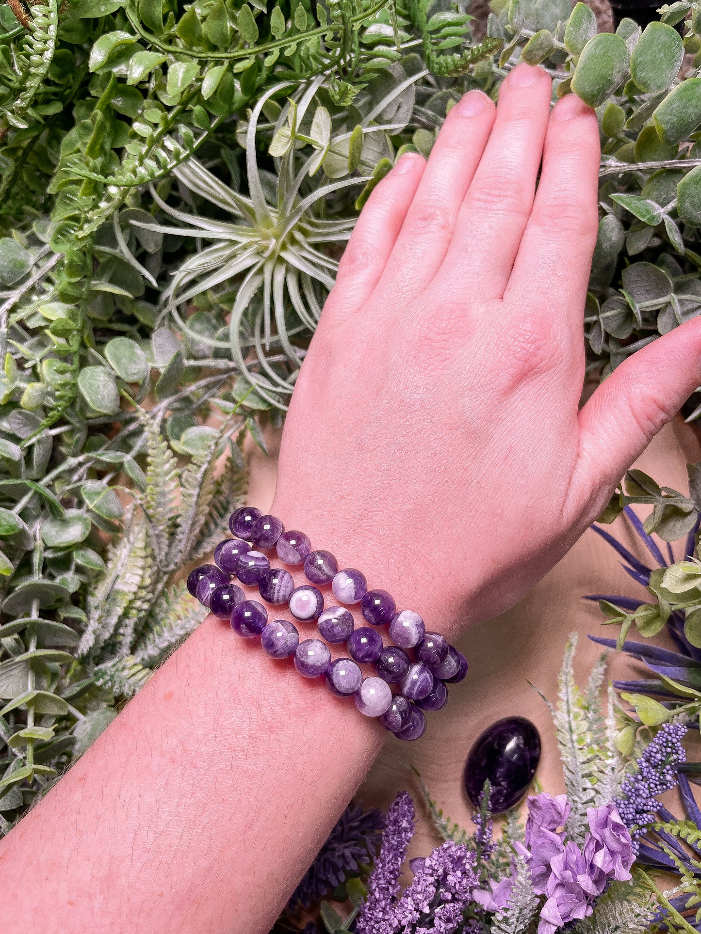 8mm Beaded Dream Amethyst Bracelet