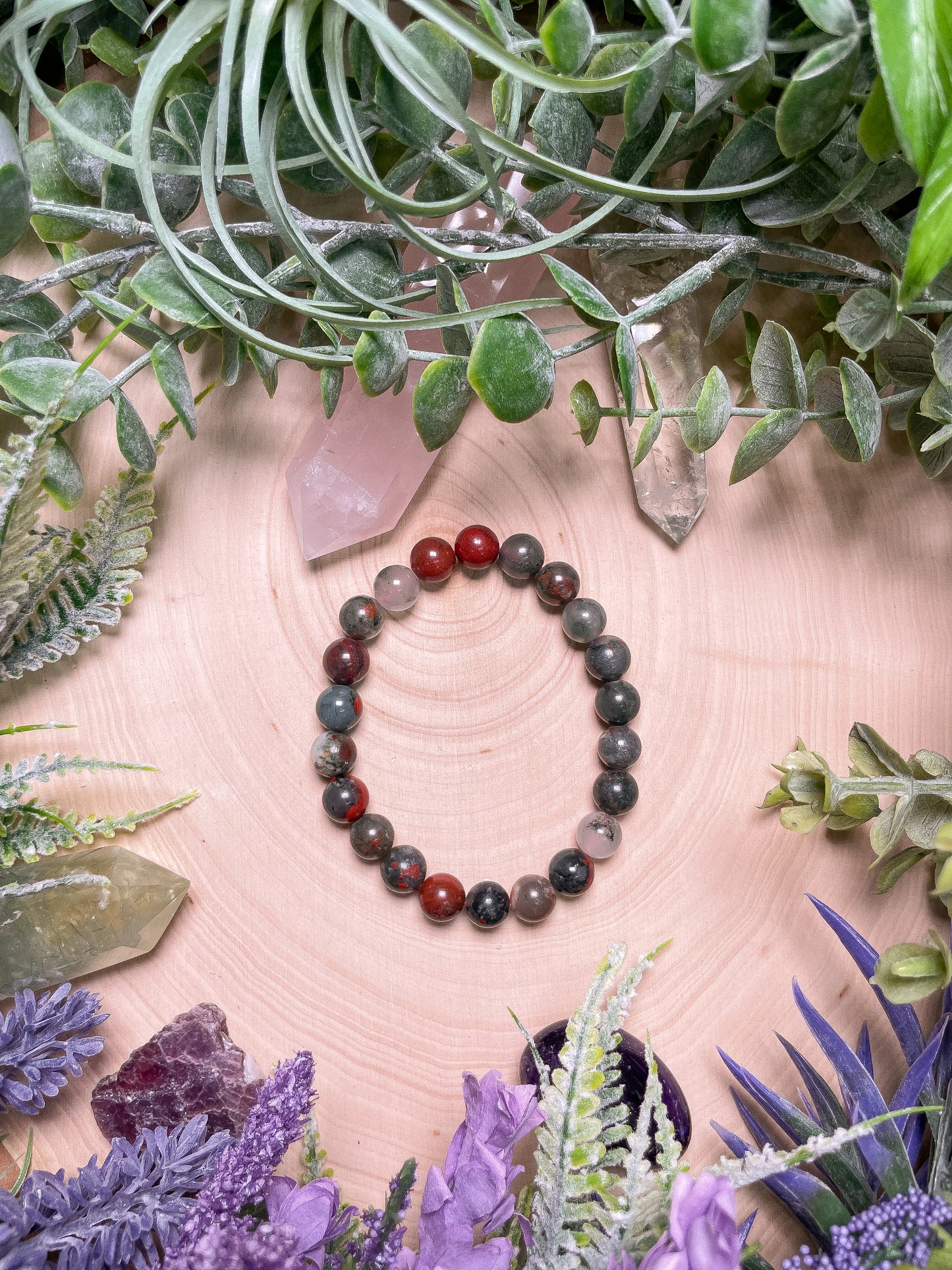8mm Beaded Bloodstone Bracelet