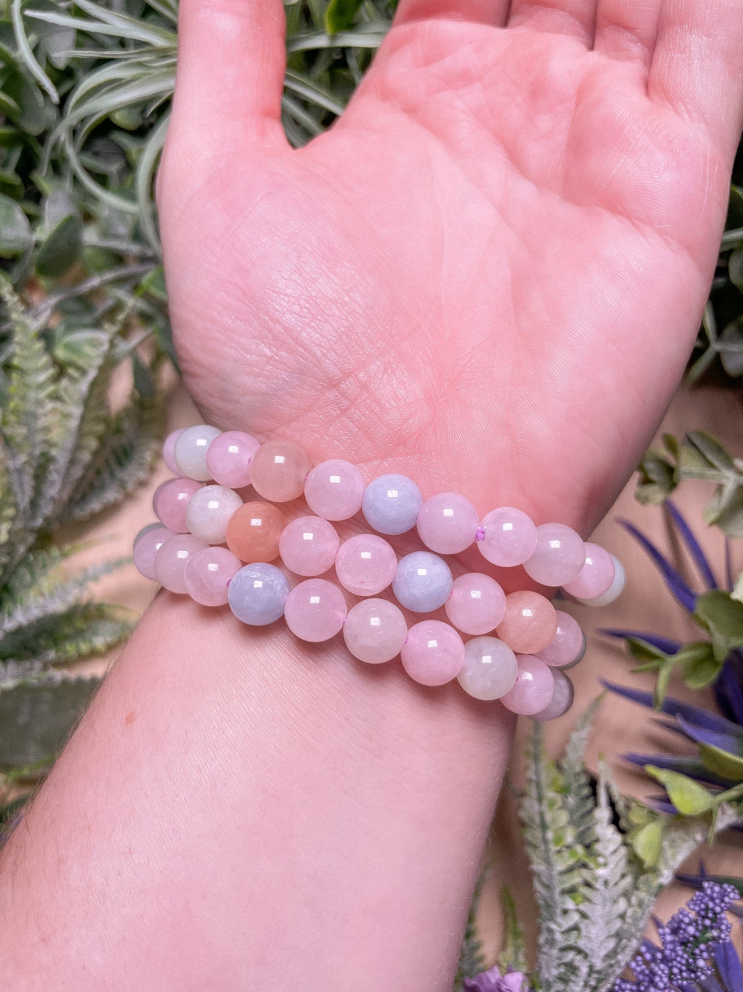 8mm Beaded Morganite Bracelet