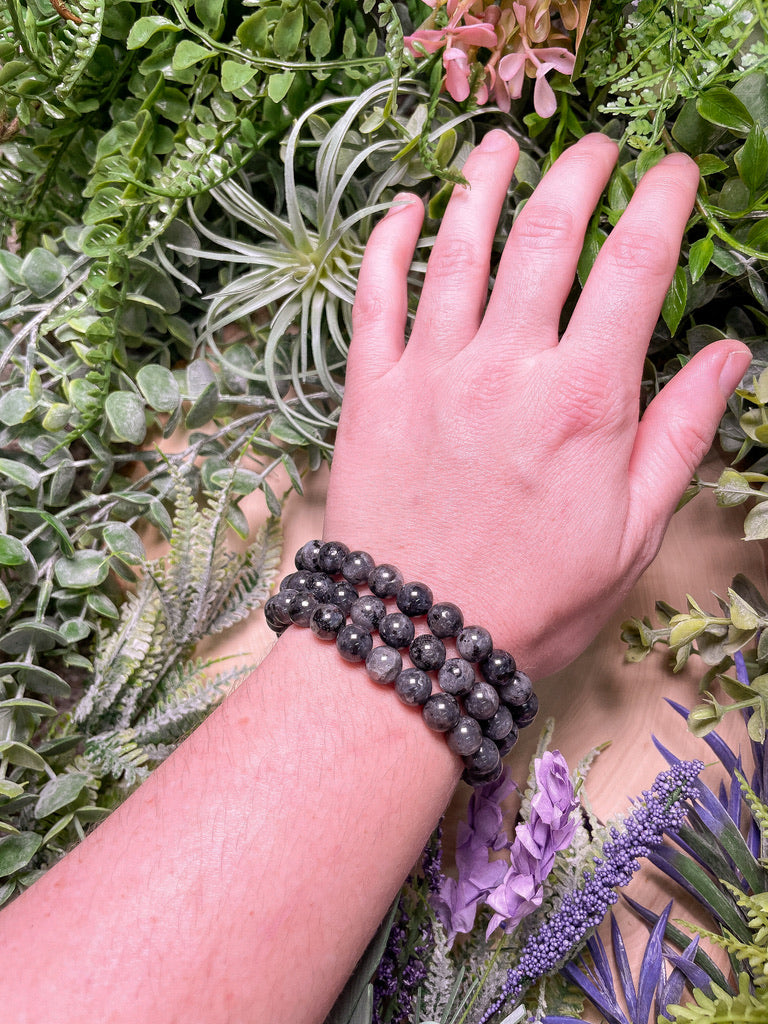 8mm Beaded Larvikite Bracelet