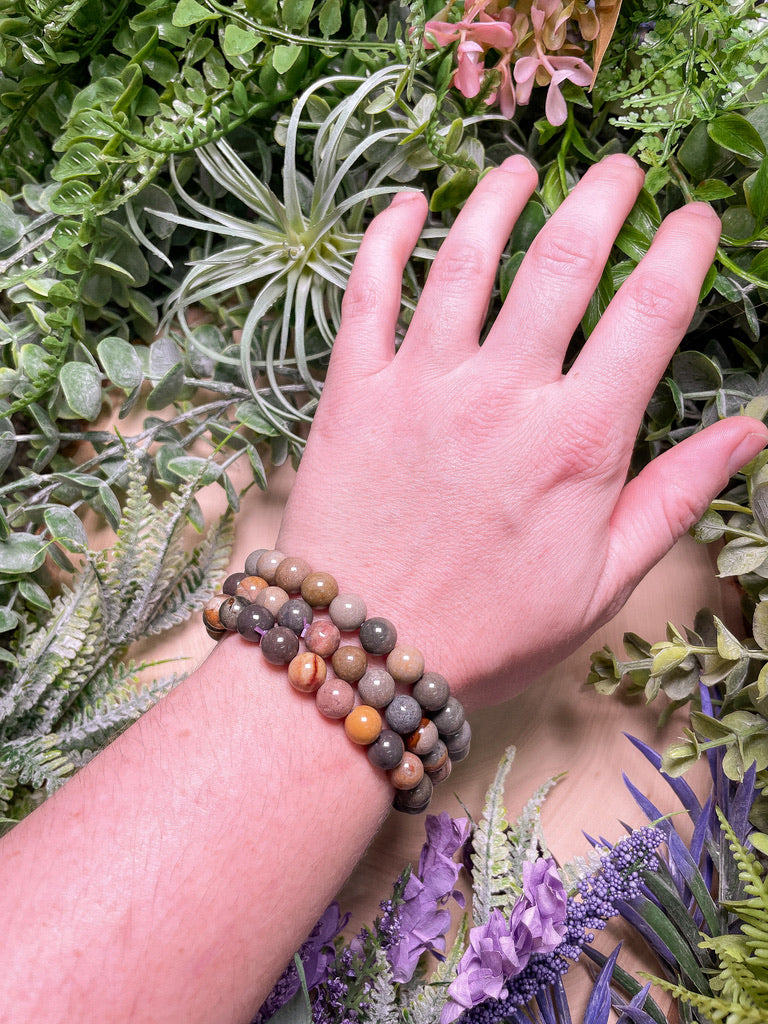 8mm Beaded Polychrome Jasper Bracelet