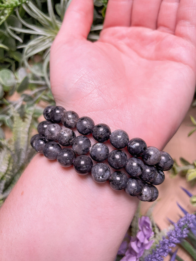 8mm Beaded Larvikite Bracelet