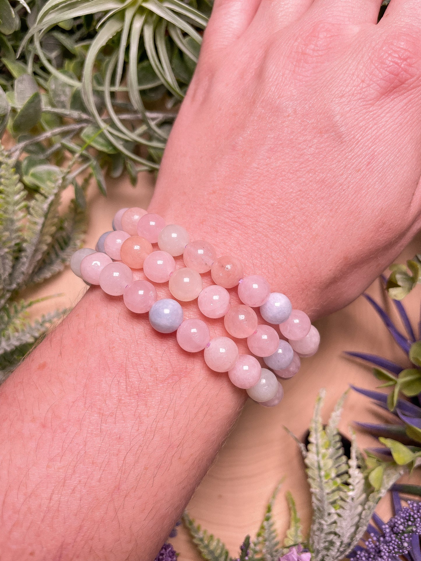 8mm Beaded Morganite Bracelet