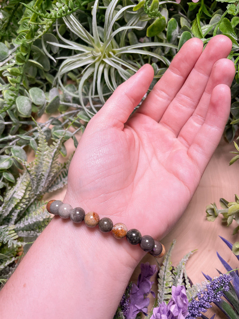 8mm Beaded Polychrome Jasper Bracelet
