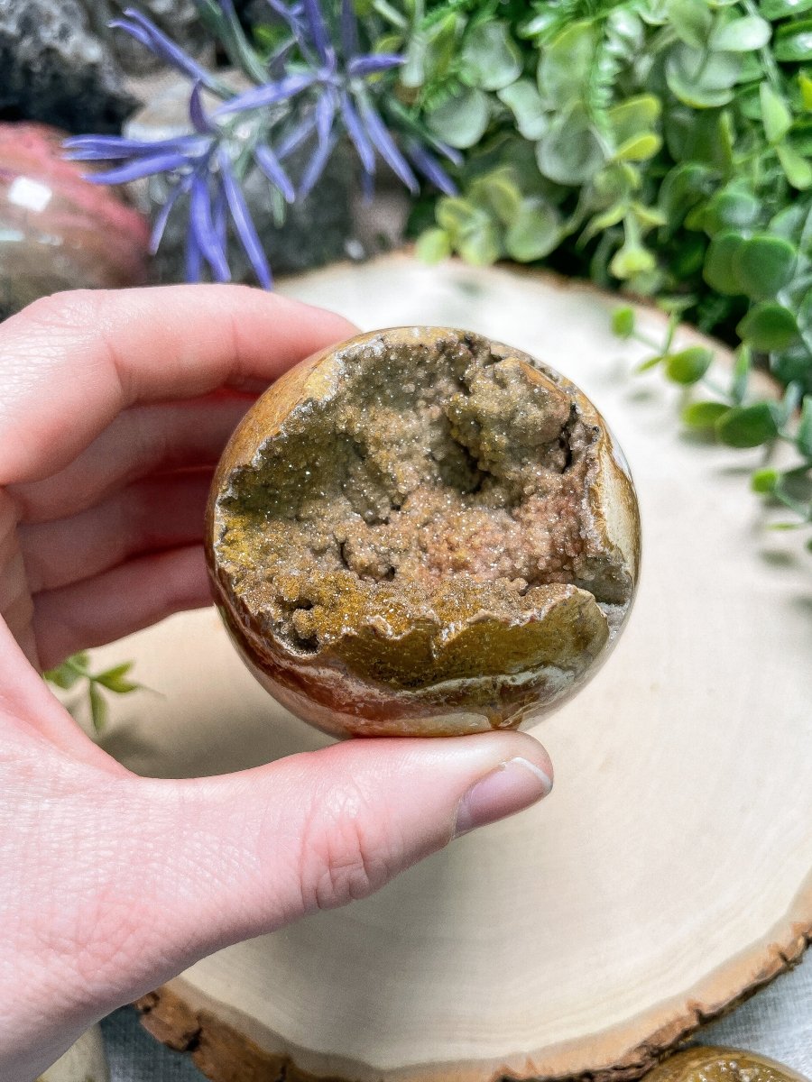 Red Druzy Quartz Sphere | Copper Ashes