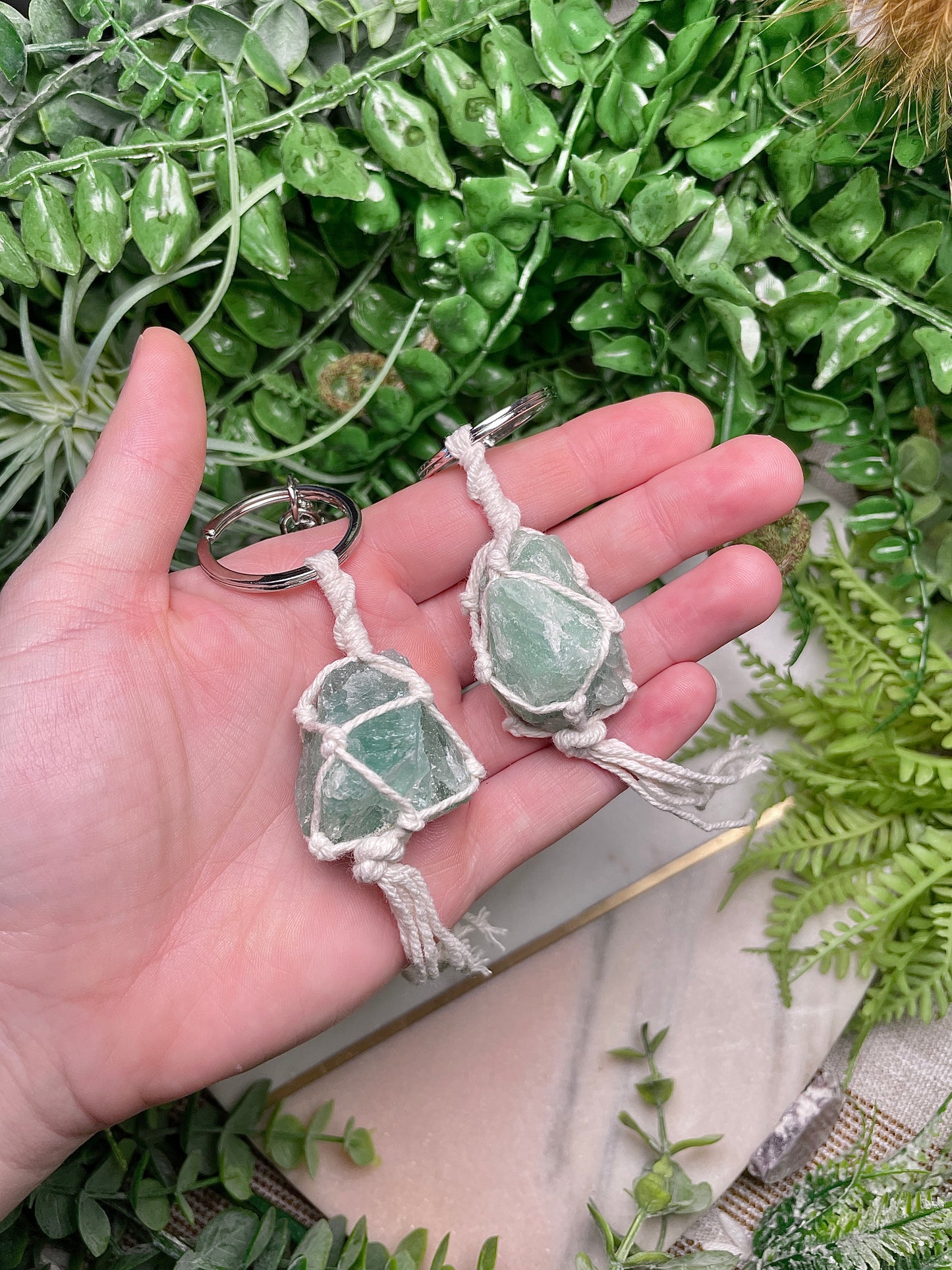 Macrame Crystal Keychain