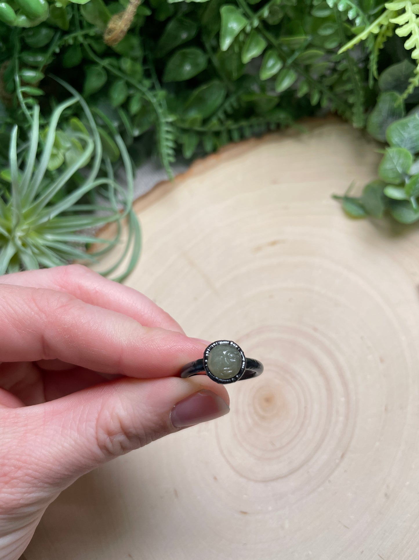Green Kyanite Goddess Ring Size 5.75