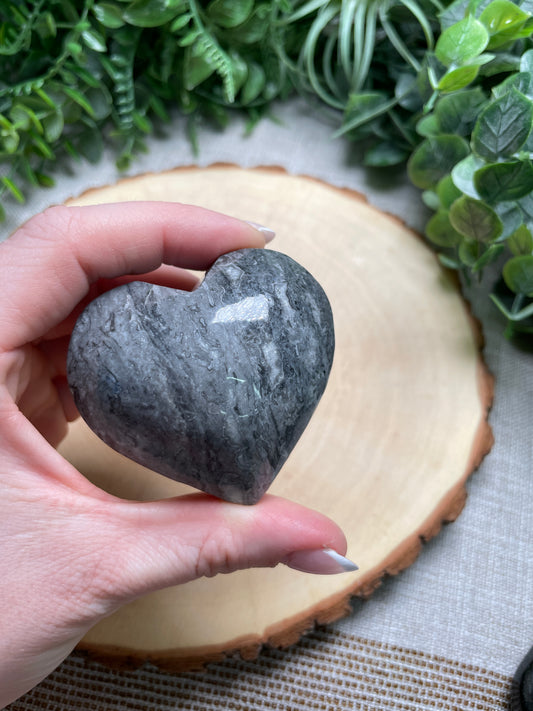 Gray Lace Agate Heart
