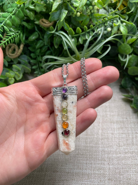 Sunstone and Chakra Crystal Necklace
