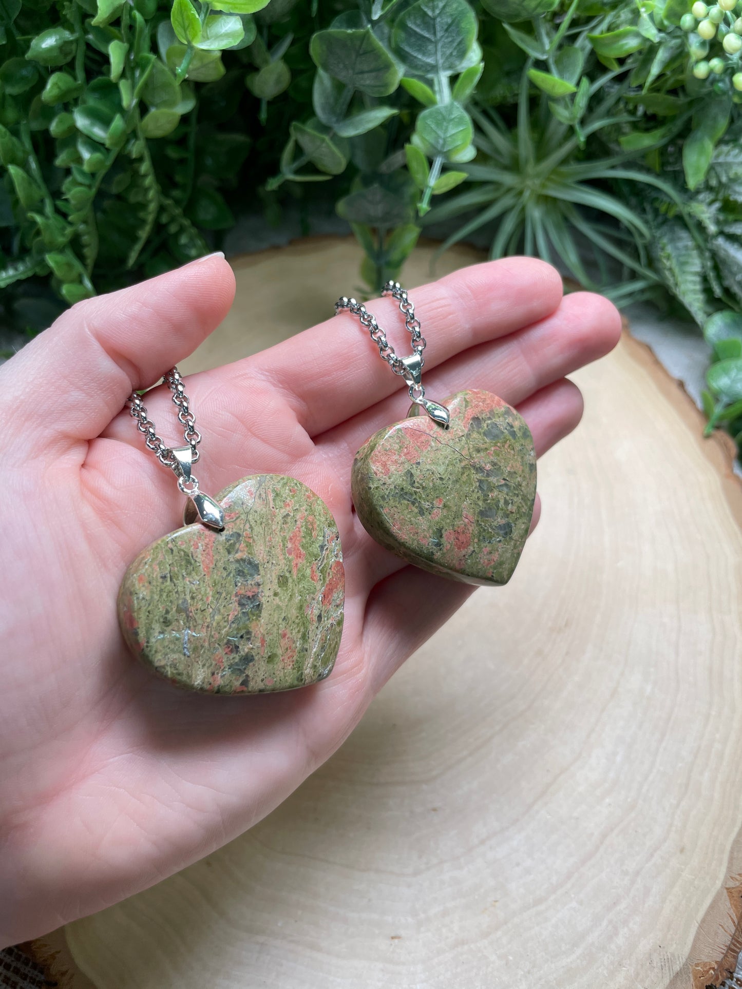 Unakite Jasper Heart Necklace