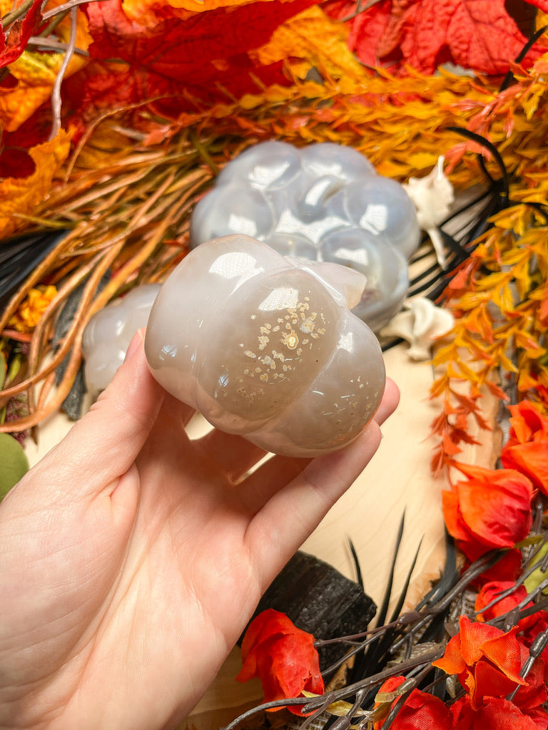 Druzy Agate Pumpkin/ Jack-O-Lantern