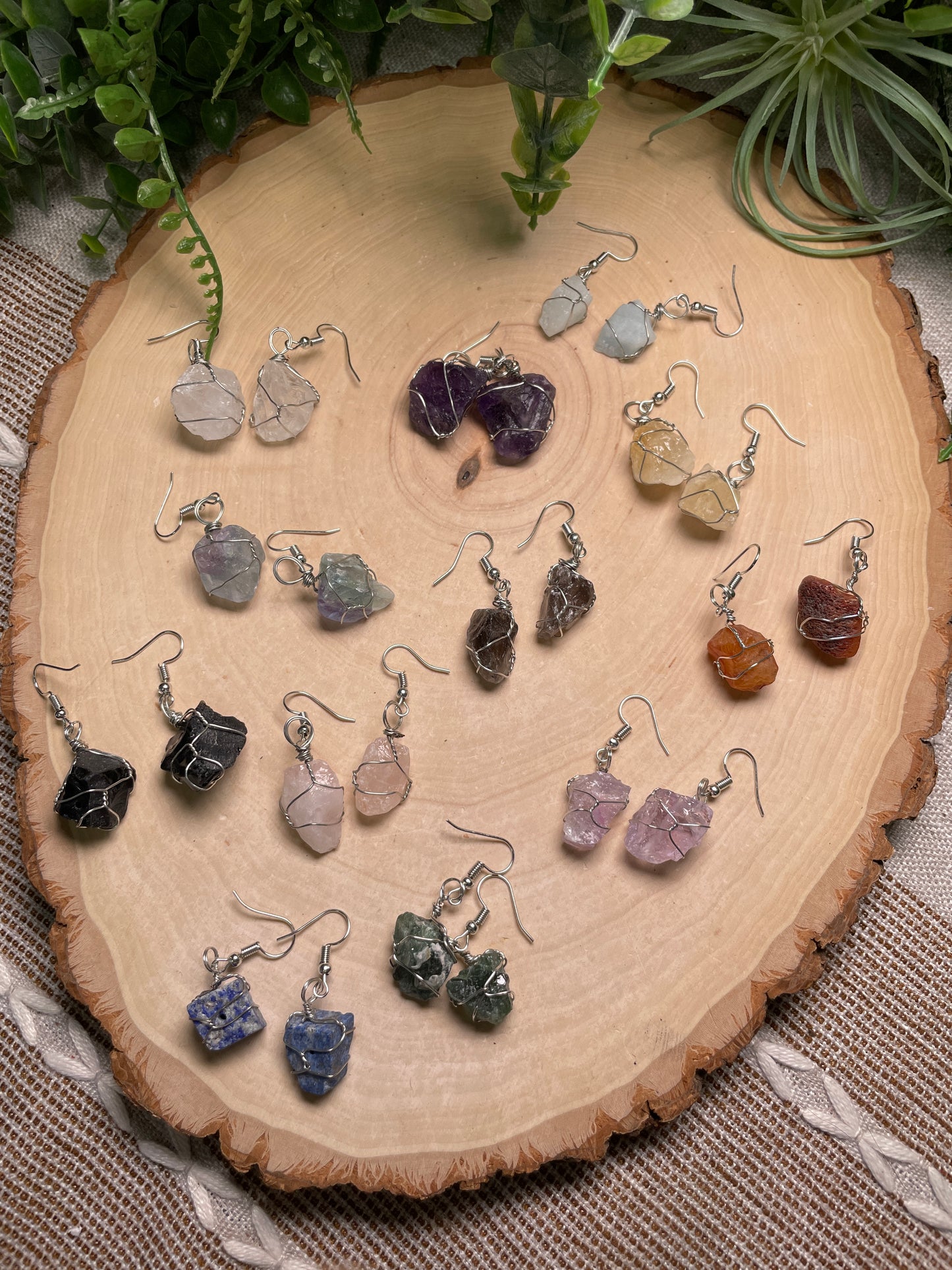 Wire Wrapped Crystal Earrings