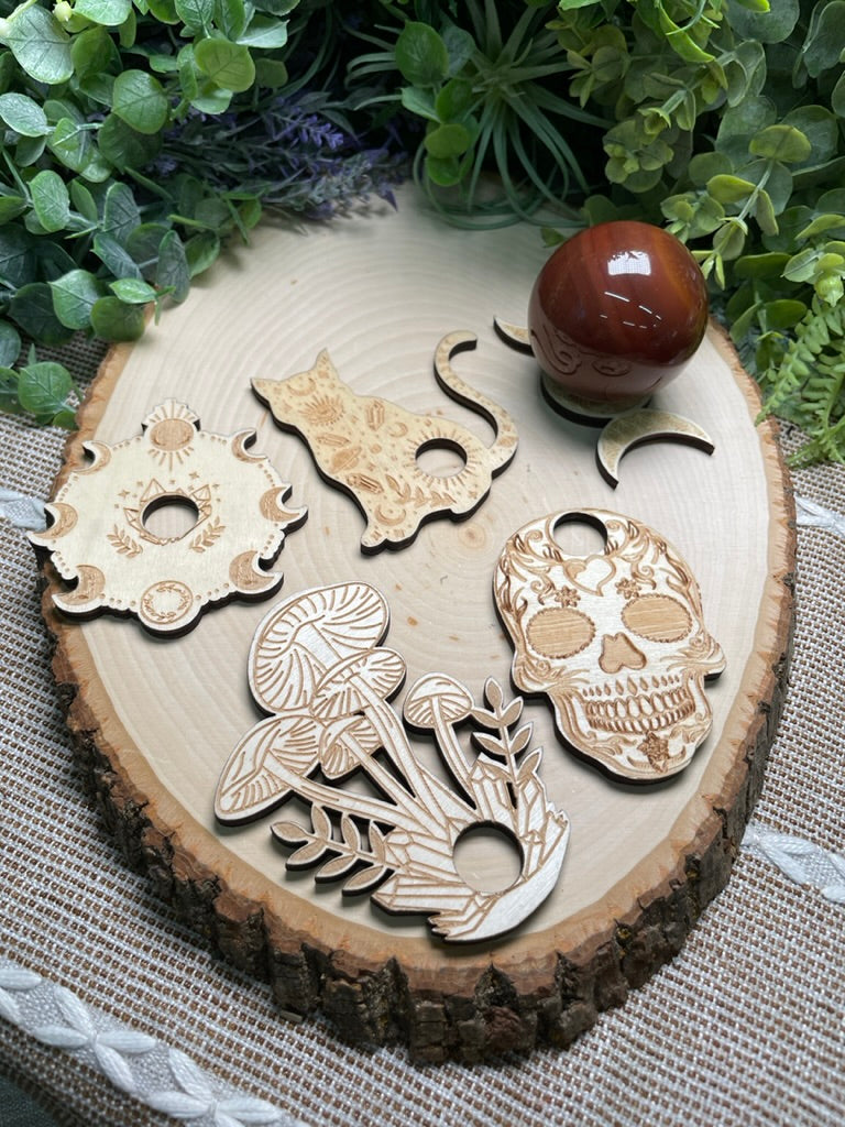 Witchy Wooden Sphere Holder