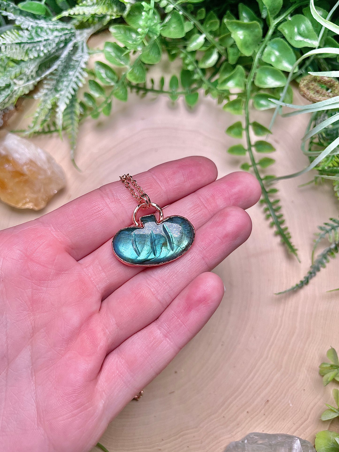 Labradorite Pumpkin Necklace