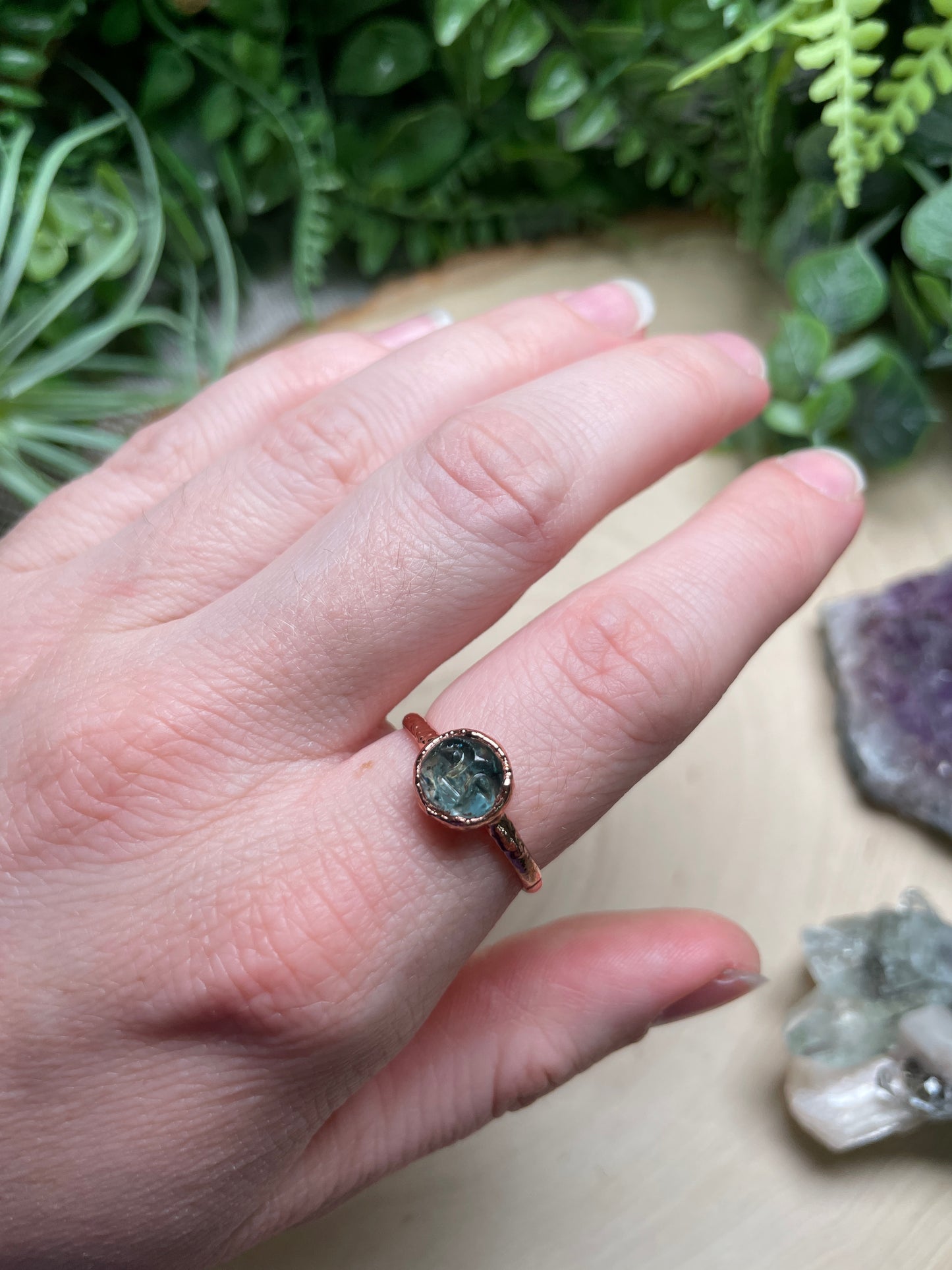 Aquamarine Goddess Ring Size 8