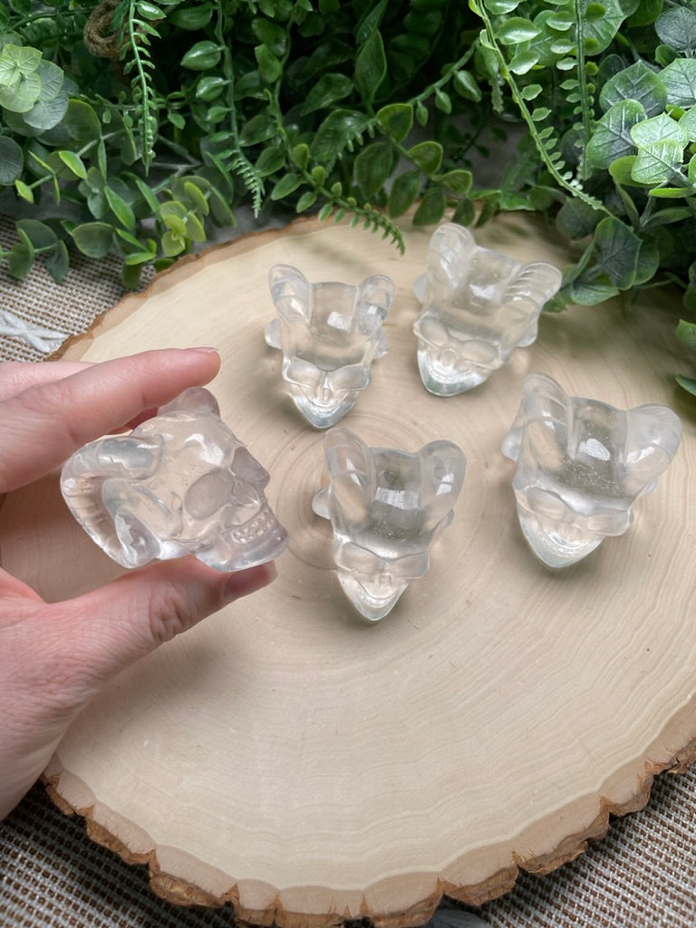 Synthetic Quartz Demon Skull