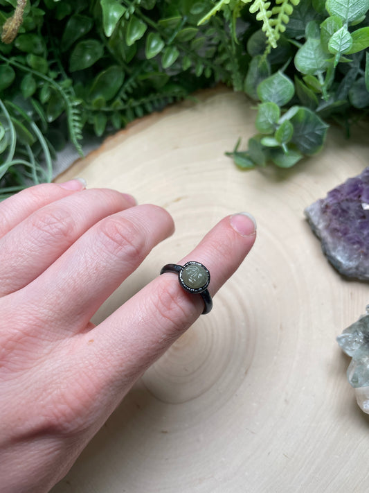 Green Kyanite Goddess Ring Size 5.75