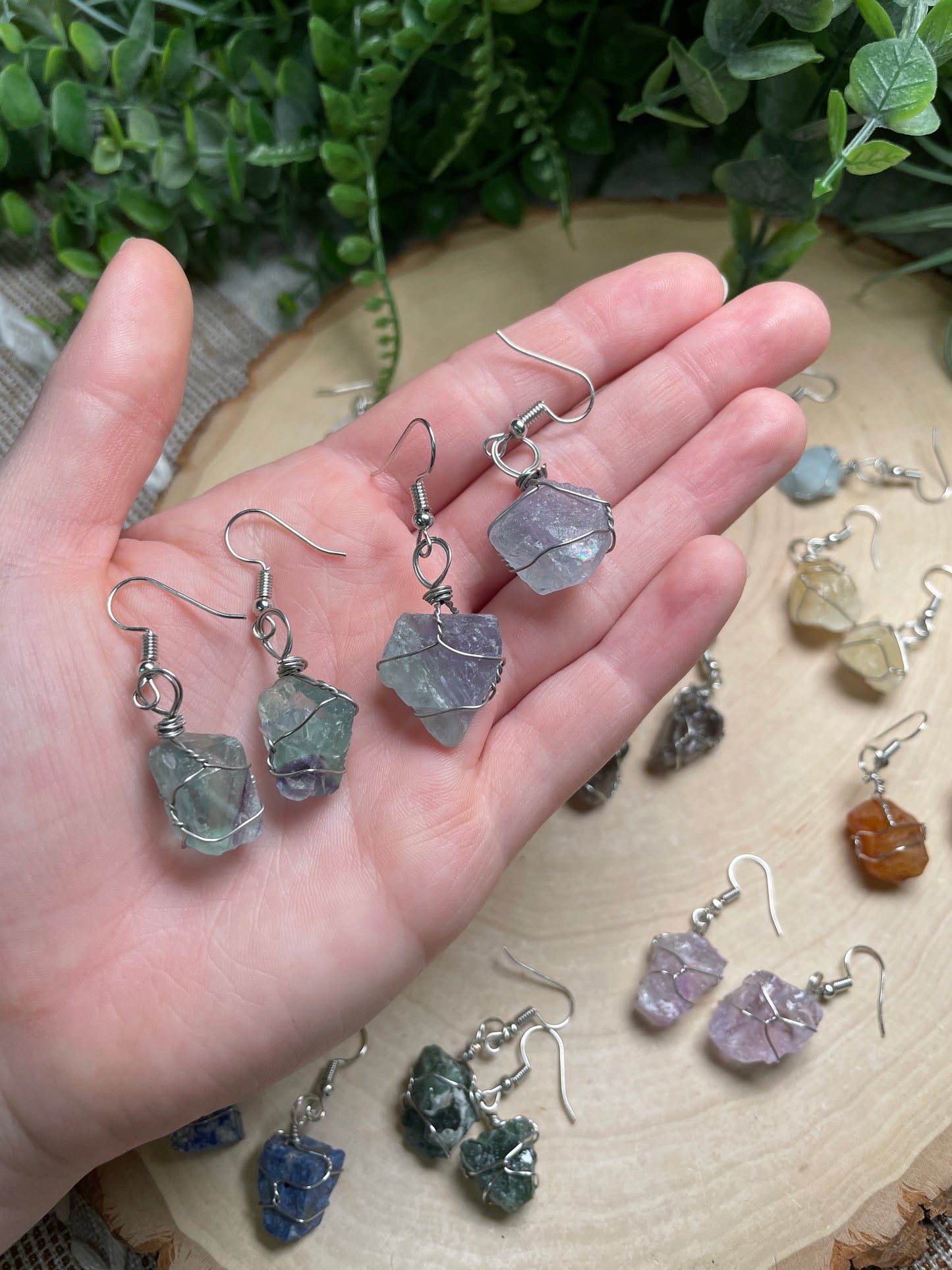 Wire Wrapped Crystal Earrings