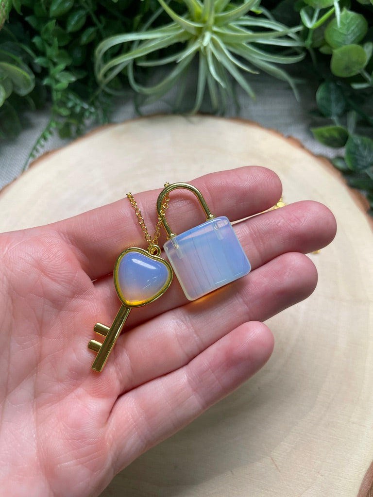 Crystal Lock and Key Necklace