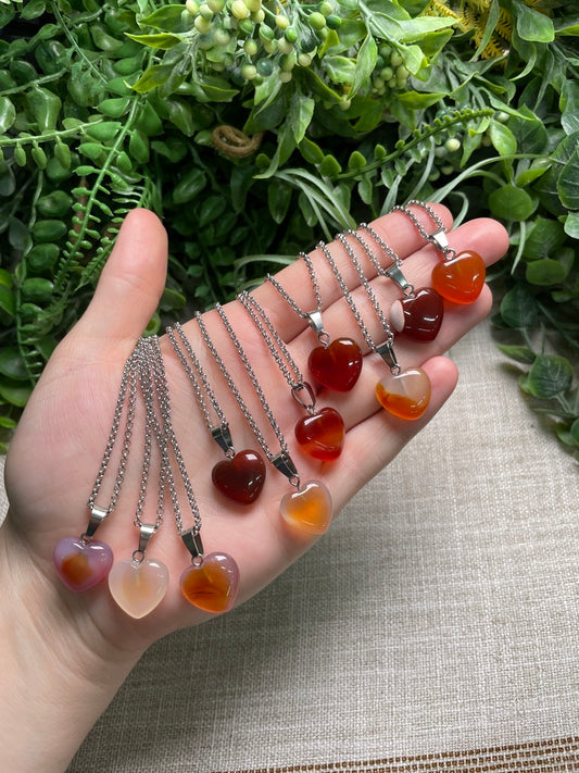 Red Agate Heart Necklace