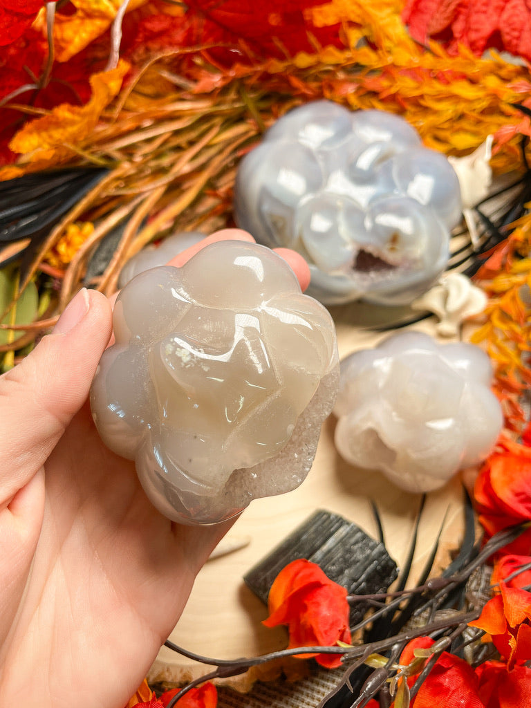 Druzy Agate Pumpkin/ Jack-O-Lantern