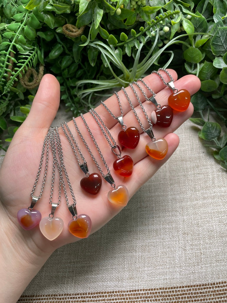 Red Agate Heart Necklace