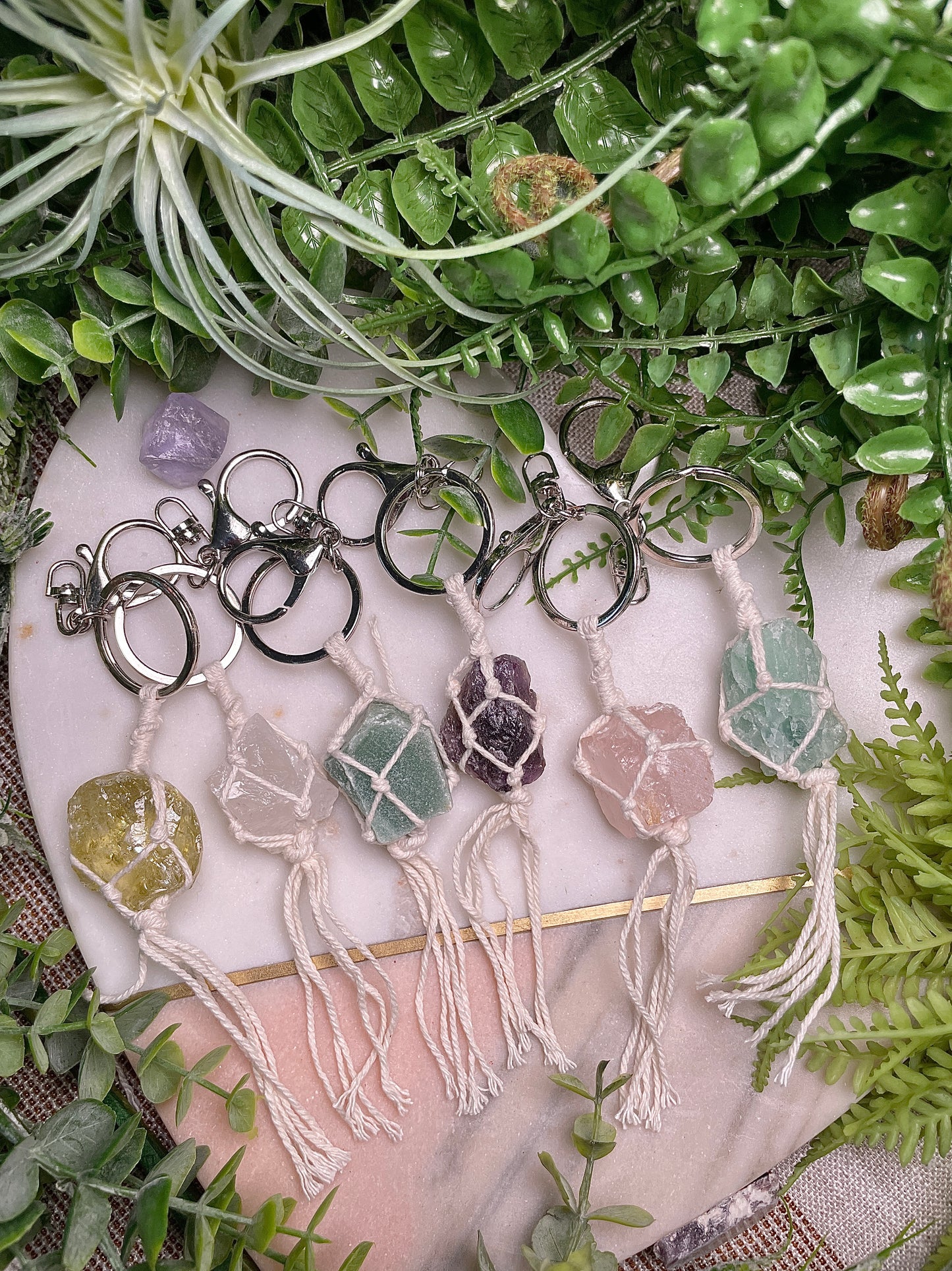 Macrame Crystal Keychain