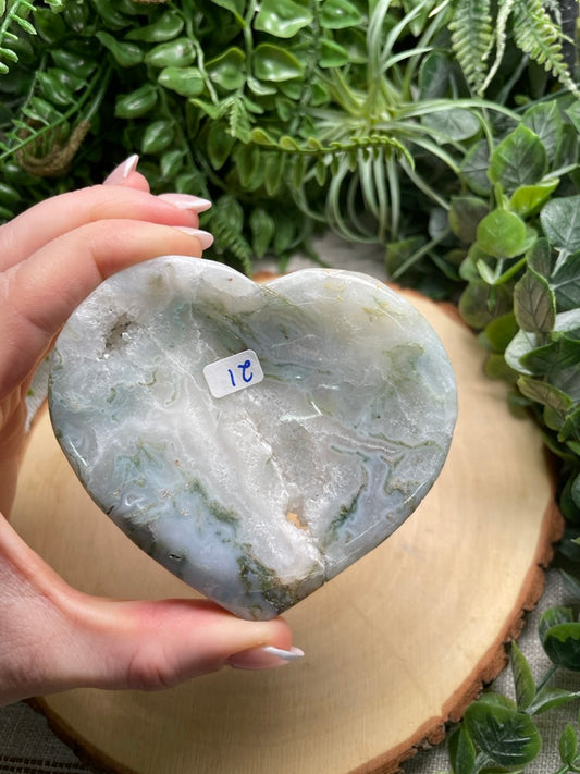 Moss Agate Heart Dish