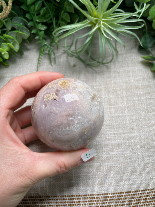 Flower Agate and Pink Amethyst Mix Sphere