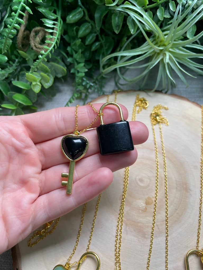 Crystal Lock and Key Necklace