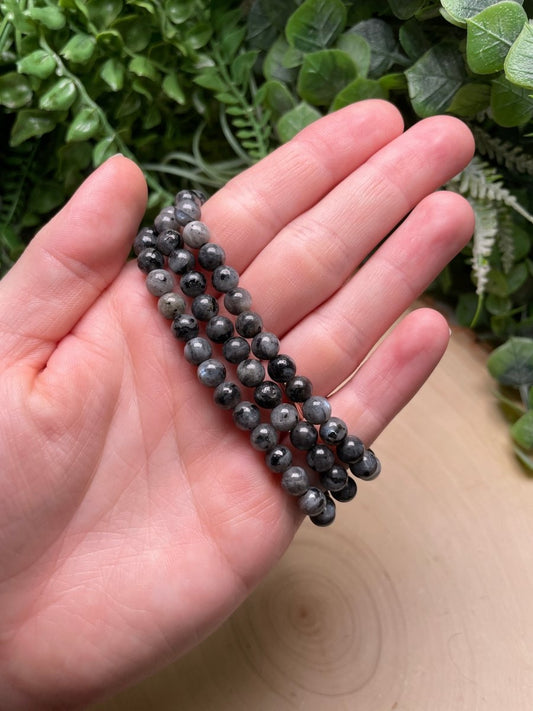 6mm Beaded Larvikite Bracelet | Copper Ashes