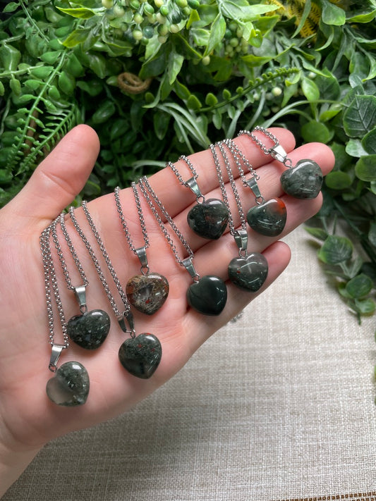 Bloodstone Heart Necklace
