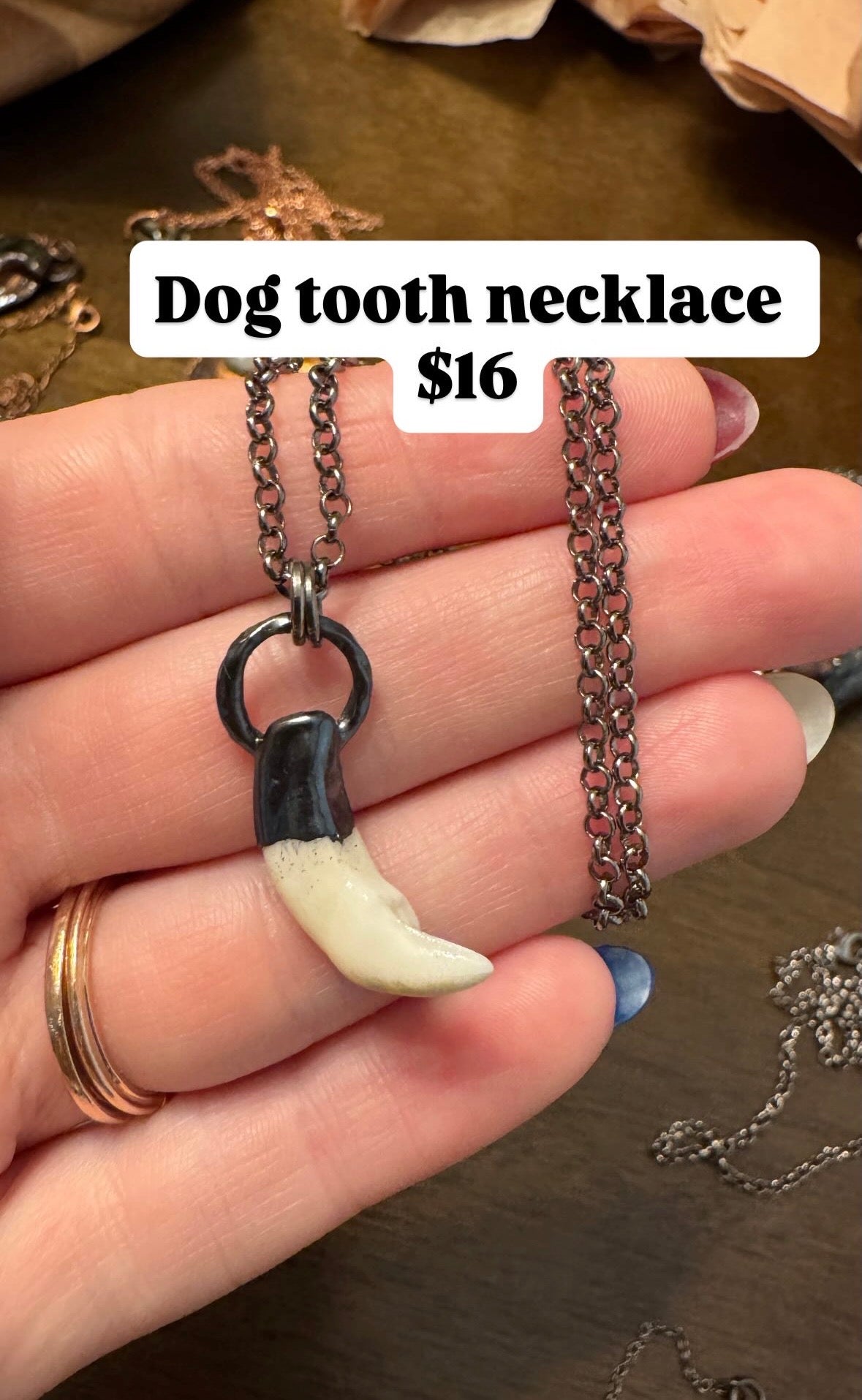 2 necklaces and 1 decorated bone