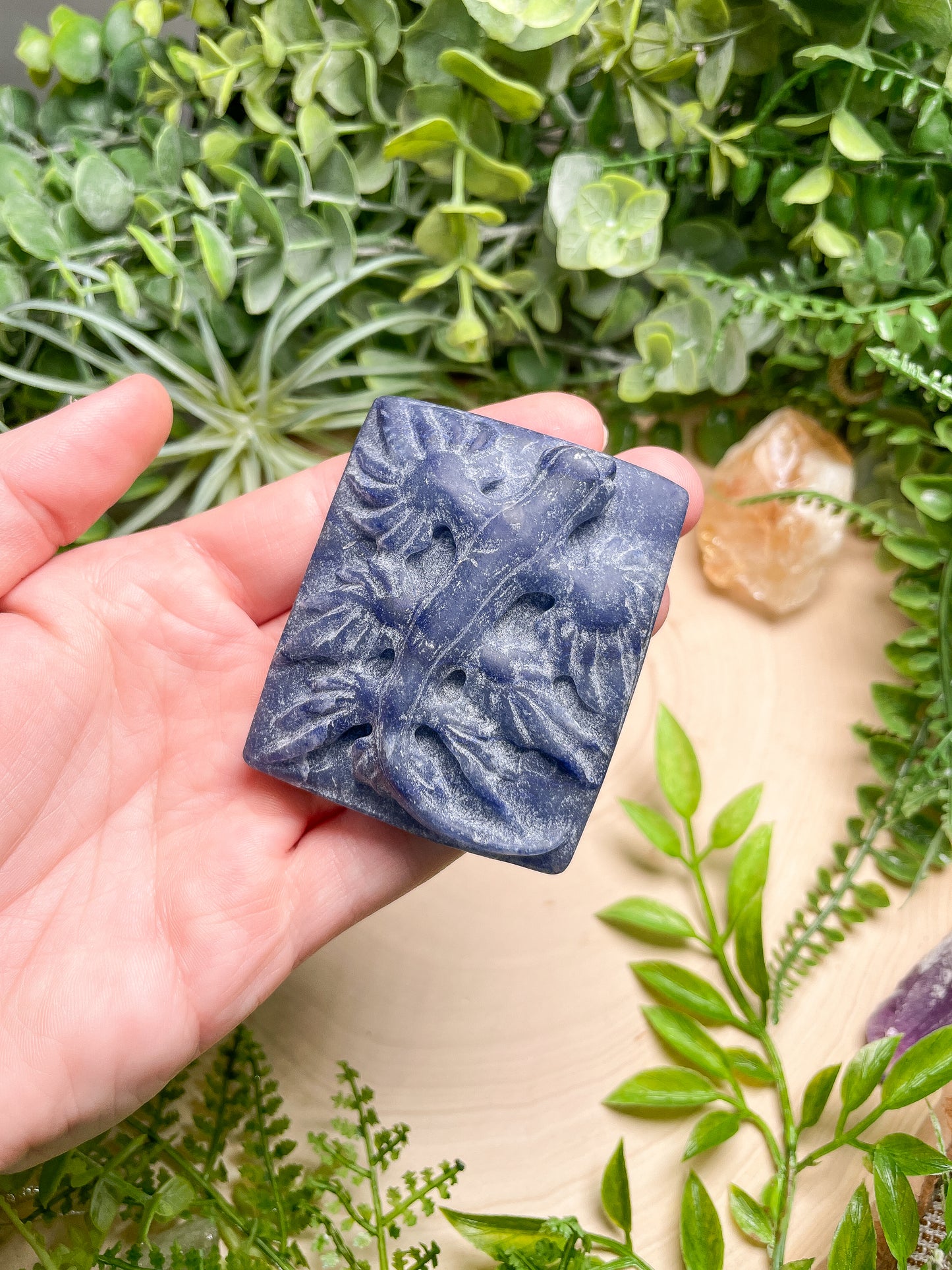 Blue Aventurine Blue Sea Dragon Carving