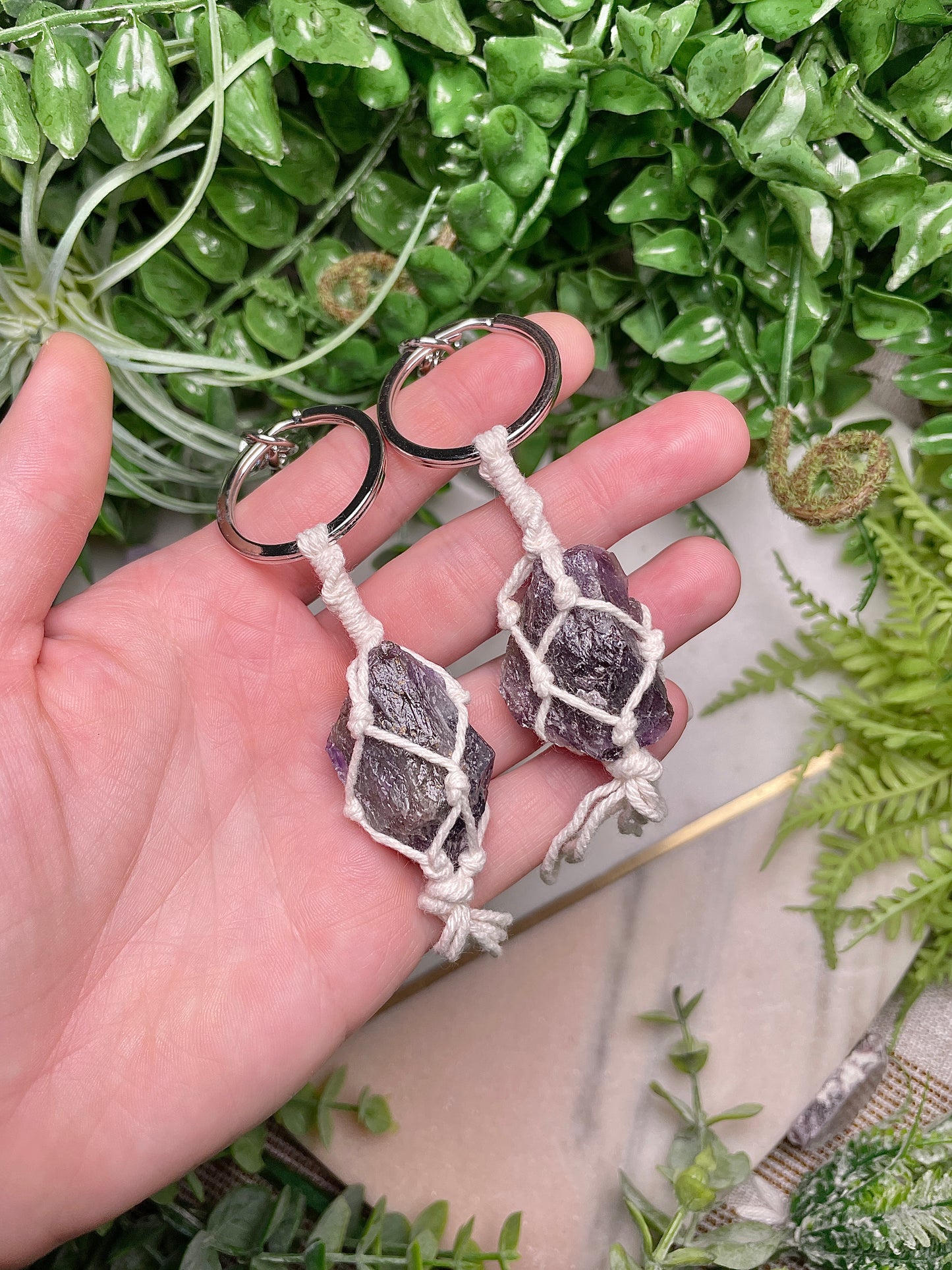 Macrame Crystal Keychain