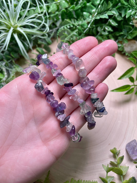 Rainbow Fluorite Chip Bracelet