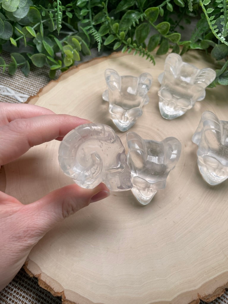 Synthetic Quartz Demon Skull