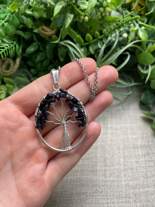 Blue Sandstone Tree of Life Necklace