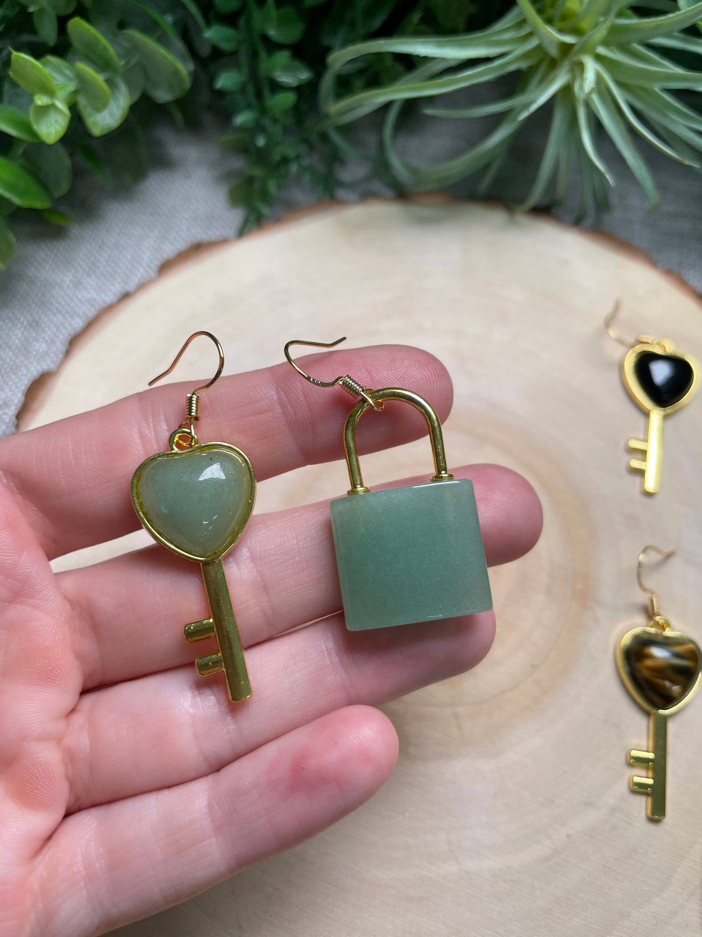 Crystal Lock and Key Earrings