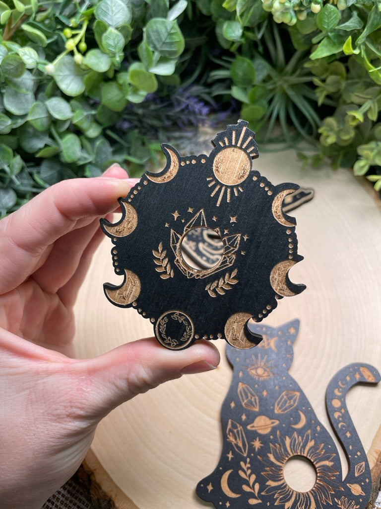 Witchy Wooden Sphere Holder