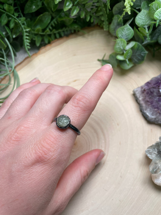 Green Kyanite Goddess Ring Size 7.75