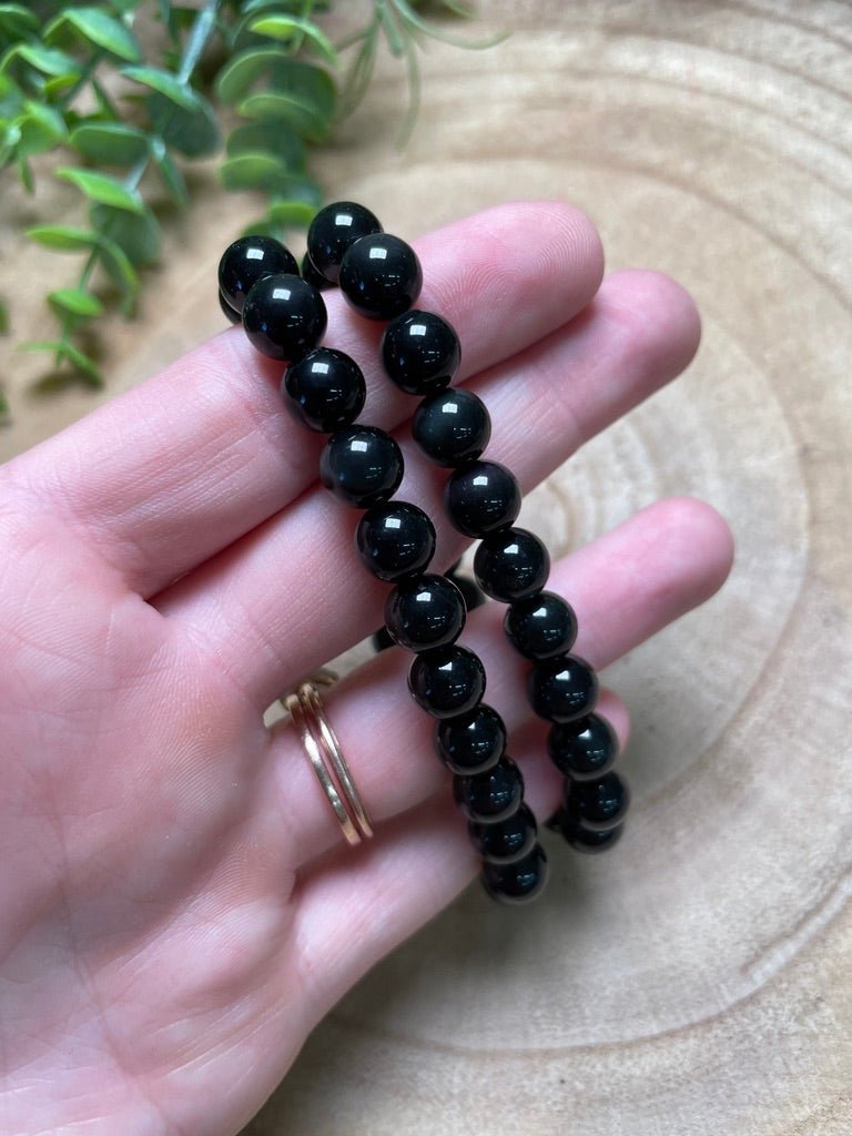 8mm Beaded Rainbow Obsidian Bracelet | Copper Ashes